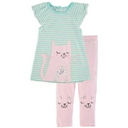 Bon Bebe Girls 12-24 Months Kitty Pant Set (Pink 18 Months)