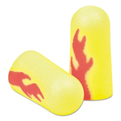 

3M E-A-Rsoft Blasts Earplugs Cordless Foam Yellow Neon/Red Flame 200 Pairs/Box (3121252)