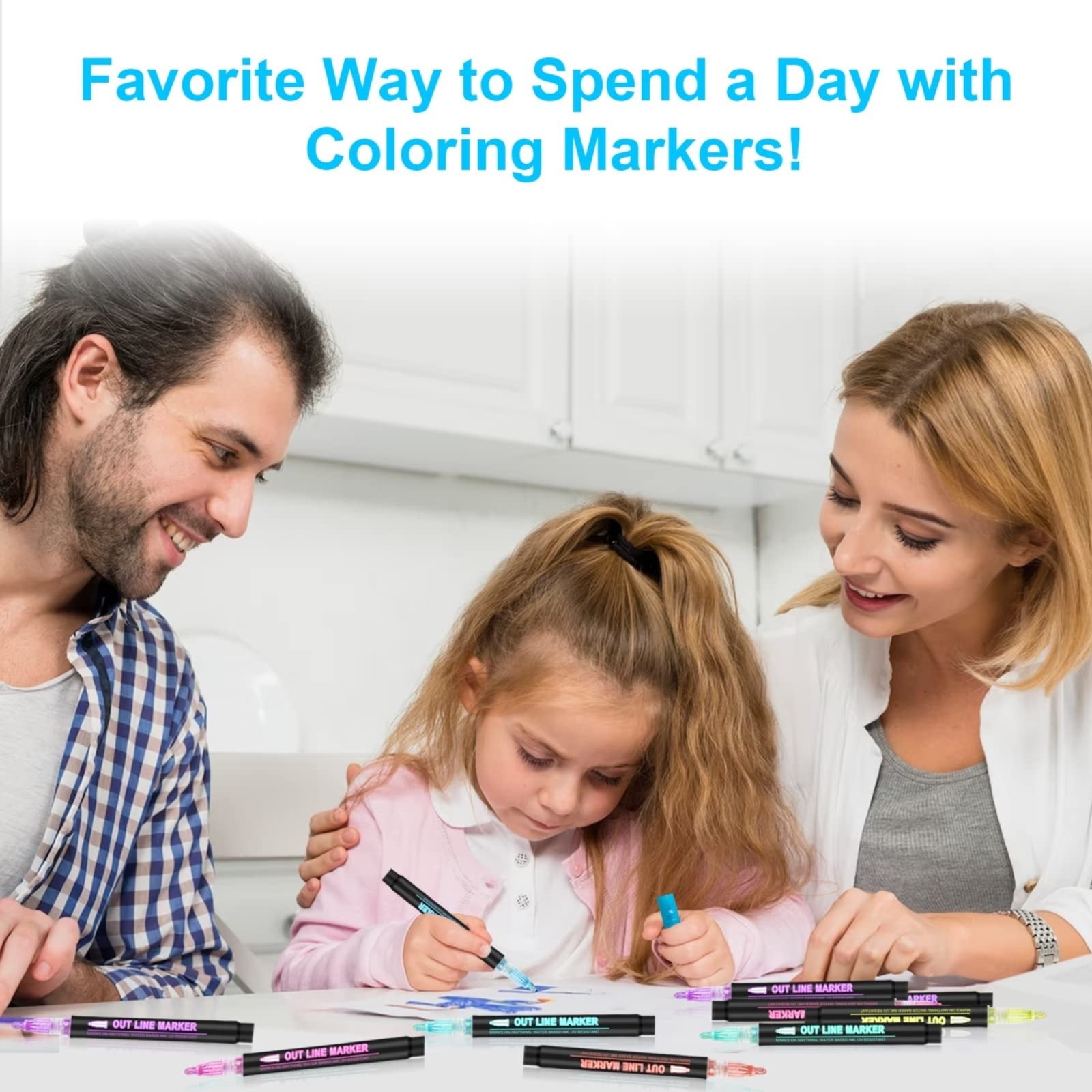 Piwvid 36 Colors Double Line Outline Markers, Self-Outline Metallic Glitter Pens, Vibrant Squiggles Drawing Pens for Birthday Cards, Crafts & Greeting Decoration