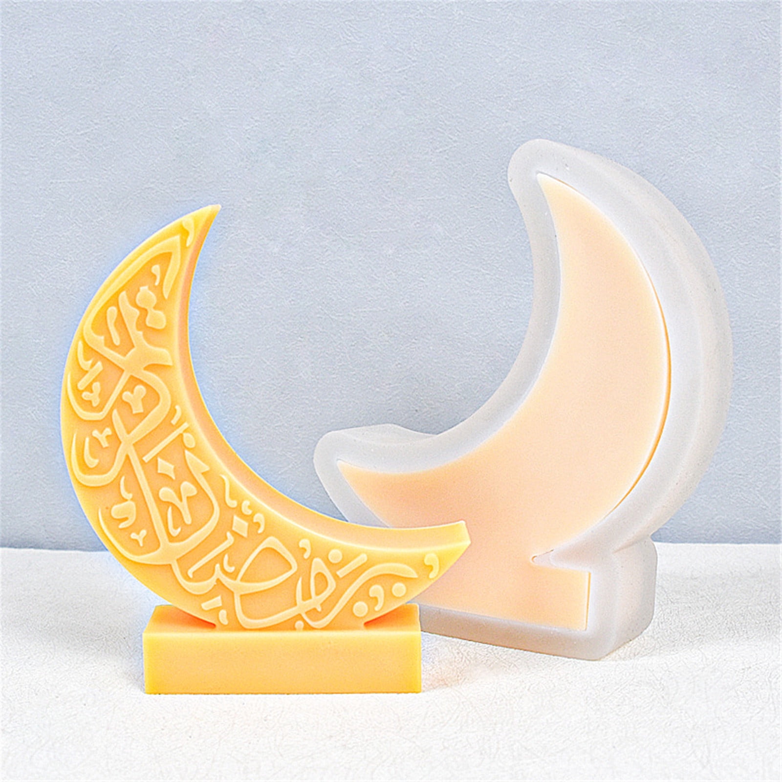 FEAMOS Moon Silicone Mould Moon Shaped Candle Molds Soap Castings Molds Handmade Resin Molds for Eid Ramadans Decorations