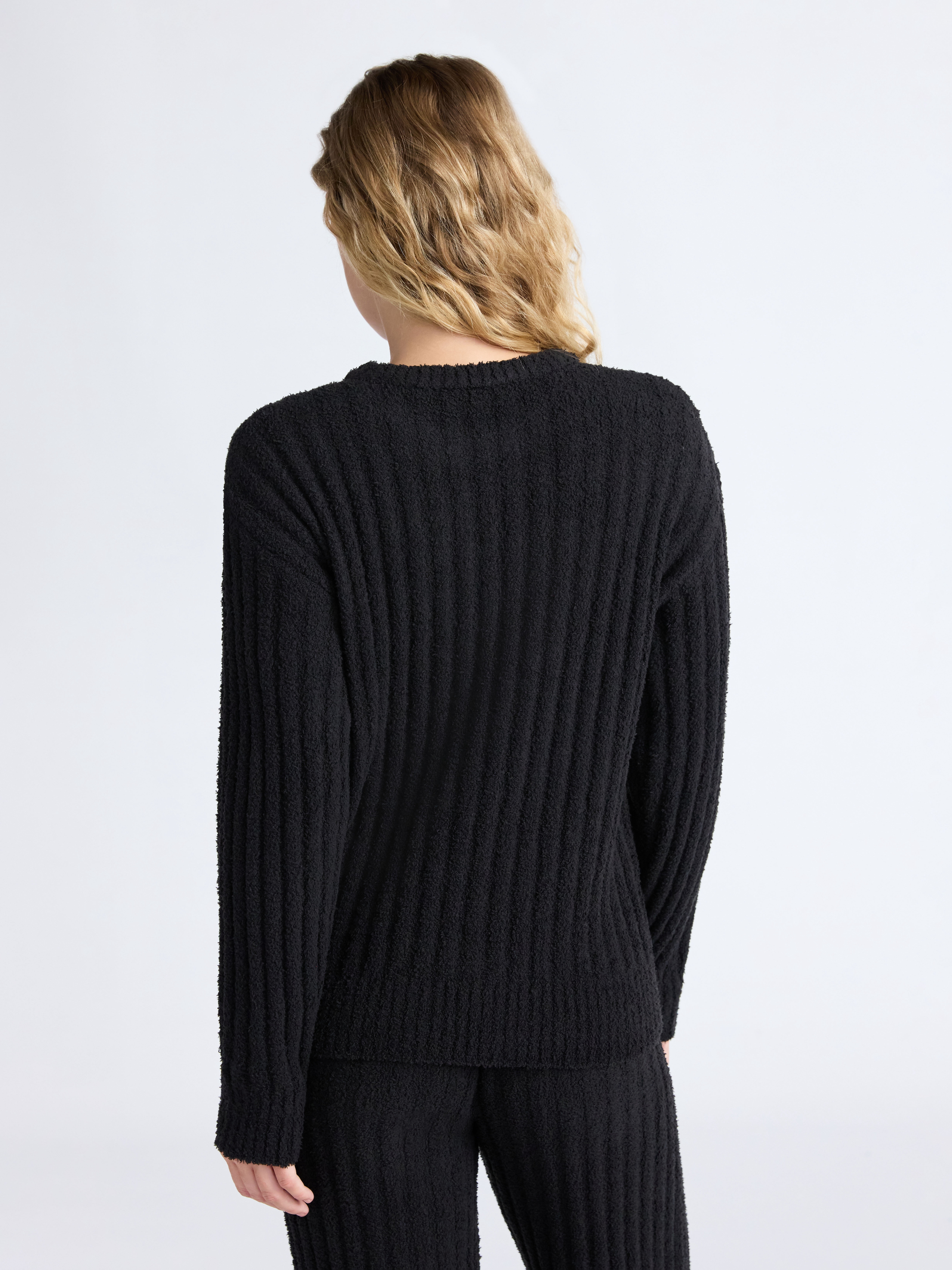 Joyspun Women's Sleepwear Ribbed Crewneck Top with Long Sleeves, Sizes XS-3X