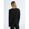 thumbnail image 3 of Joyspun Women's Sleepwear Ribbed Crewneck Top with Long Sleeves, Sizes XS-3X, 3 of 5
