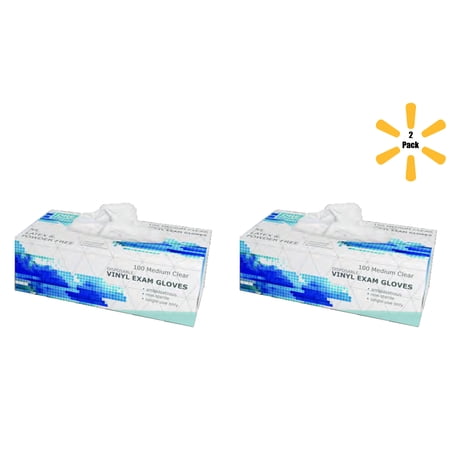 Dre Health Powder Free Disposable Gloves Large, Clear Vinyl Medical Exam Gloves 2 Boxes of 100 - DRECVGXC11-L