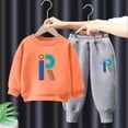 thumbnail image 2 of Karoyedx Toddler Boy Outfits Baby Boy Spring Clothes Set Long Sleeve Letter Print Sweatshirt Pants Toddler Infant Outfits Orange Size,3-4 Years, 2 of 5