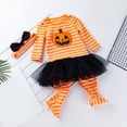 thumbnail image 4 of Tfken Halloween Onesie For Girls Fall Winter Long Sleeve Pumpkin Graphic Tulle Casual Jumpsuit Daily Wear Toddler Comfortable Clothes Size 0-3 Months Orange, 4 of 9