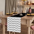 thumbnail image 2 of Black Grey 36 Inch Table Runner, Geometric Chevron Print Wavy Striped White Farmhouse Dresser Scarf Cotton & Linen Tablerunner for Dining/Kitchen Island/Holiday Party Décor Small 13" x 36", 2 of 9