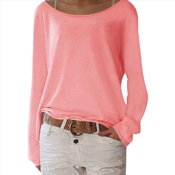 Blusa de Larga con Cuello y Hombros Descubiertos para Mujer Rosa M