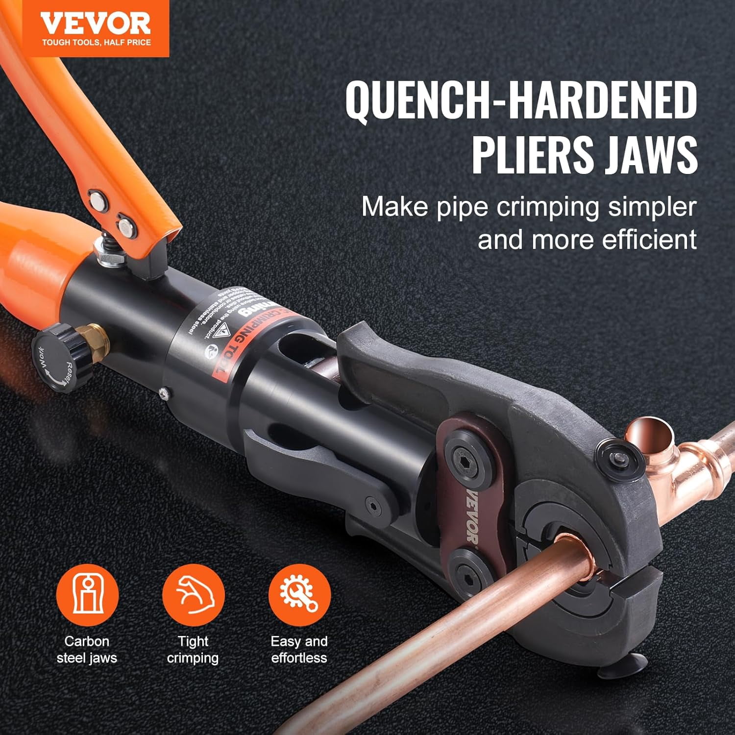 Hydraulic Copper Pipe Crimping Tool, 360° Rotatable Press Tool with Multi Size Jaws for Copper Pipe & ASTM F1807 Pex Pipe Copper Ring