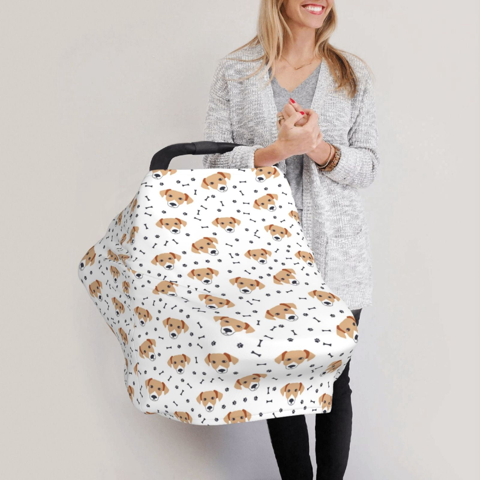 Fotbe Labrador Retriever Dog Pattern Car Seat Covers for Babies, Nursing Breastfeeding Cover Infant Carseat Canopy, Soft Stretchy Carrier Cover
