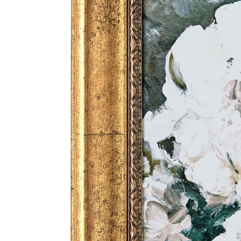 Beautiful 16x20 White Floral Framed Wall Art with Gold Frame photo 5