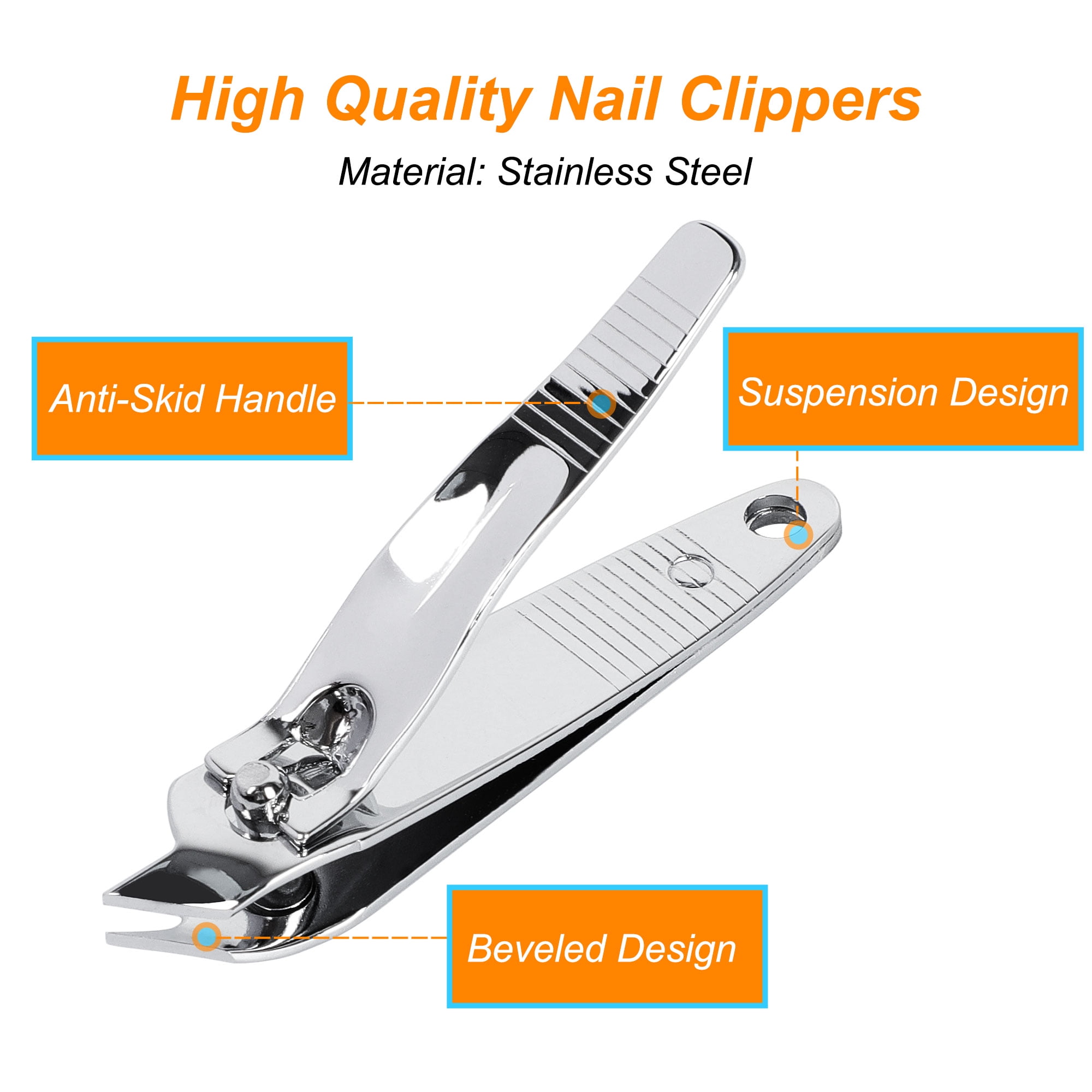 12 Pcs Slanted Edge Nail Clippers Metal Side Cuticle Clippers for