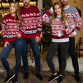 thumbnail image 5 of Familia Pareja Navidad Año Nuevo Suéter Alce Rayas Punto Holiday Jumpers Top, 5 of 5