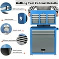 thumbnail image 3 of AIRAJ 42" 8-Drawer Rolling Tool Chest, Premium Blue Heavy Duty Tool Cabinet with Locking Wheels, 550lbs Capacity Modern Storage System, Removable Lid & 10 Hooks for Workshop & Studio, 3 of 6