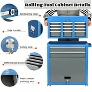 AIRAJ 42 8-Drawer Rolling Tool Chest, Premium Blue Heavy Duty Tool Cabinet with Locking Wheels, 550lbs Capacity Modern Storage System, Removable Lid & 10 Hooks for Workshop & Studio