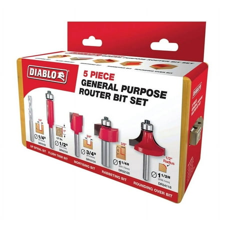 UPC: 0008925146438 | Diablo Carbide Tipped General Purpose Router Bit Set 5 pc.