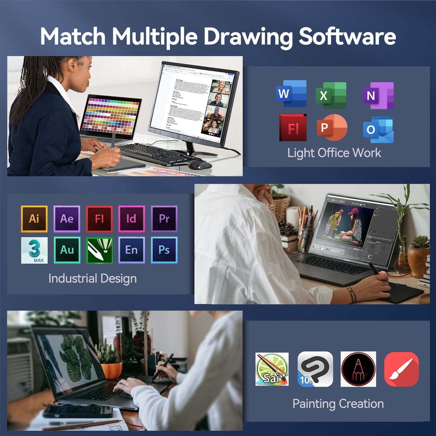 UGEE S640 Graphic Drawing Tablets Digital Pen Tablet with Stylus for Linux, Mac, Windows PC and Android OSU 6.3x 4 inches