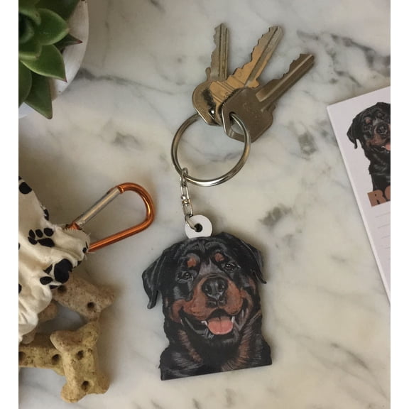 Rottweiler Keychain, Souvenir Key Holder, Dog Charm Tag, Pet Key Rings Craft Ornaments, Wooden Die-Cut
