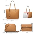 thumbnail image 3 of Xfvqtps 4 PCS Womens Tote Bag Crossbody Bag Handbag and Credit Card Wallet Solid Color Large Capacity Multifunctional Bag Set Red, 3 of 9