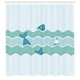 thumbnail image 3 of Ambesonne Teal Shower Curtain, Ocean Waves Fishing Art, 69"Wx84"L, Pale Blue, 3 of 5