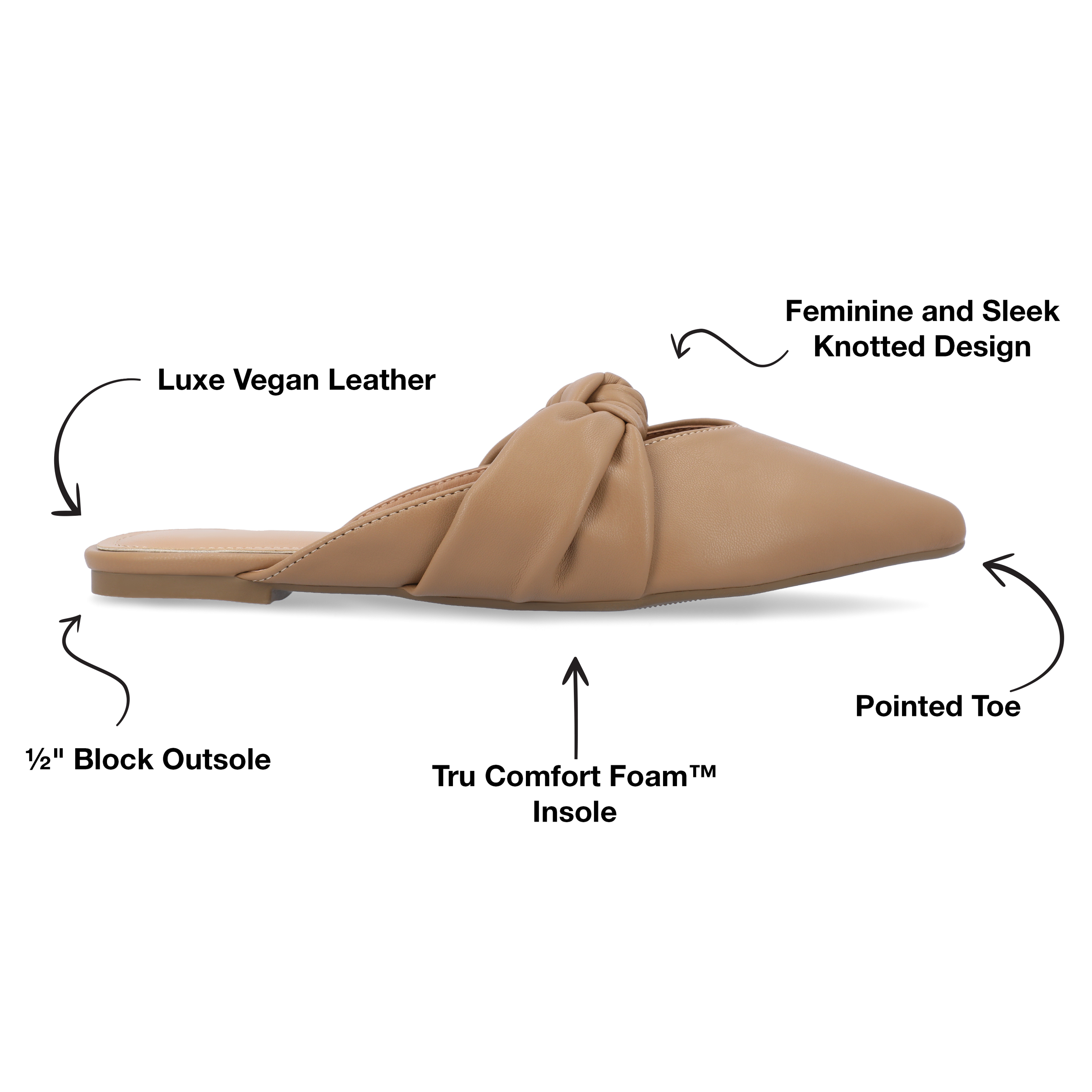 Journee Collection Womens Salinn Tru Comfort Foam Mules Slip On Pointed Toe Flats