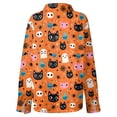 thumbnail image 6 of Delconic Womens Halloween Print Button Down Shirt Long Sleeve Casual Regular Fit Collared Blouse Pumpkin Pattern Top Saffron XL, 6 of 7