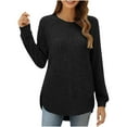 thumbnail image 6 of Olyvenn Womens Long Sleeve Shirt Tunics Tops for Fall Winter Spring, Lightweight Tunic Crew Neck Dressy Sweaters for 2025 Black L, 6 of 8