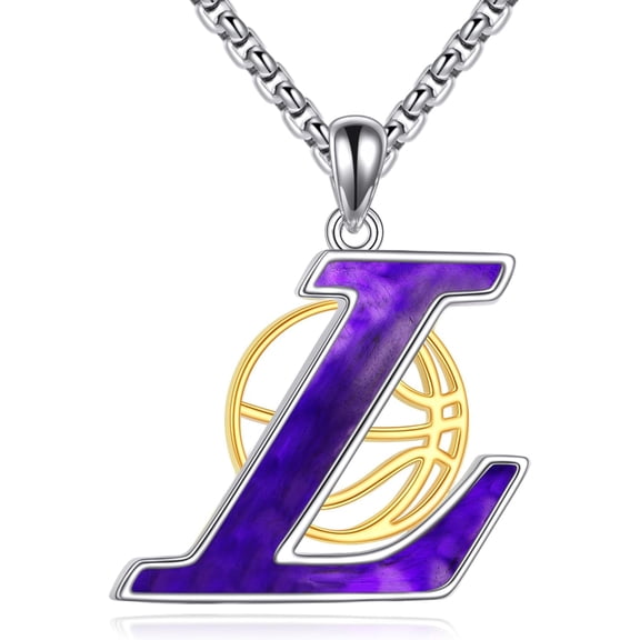 DOLIOX Laker Necklace Laker Gifts for men Laker Basketball Necklace S925 Sterling Silver for Men