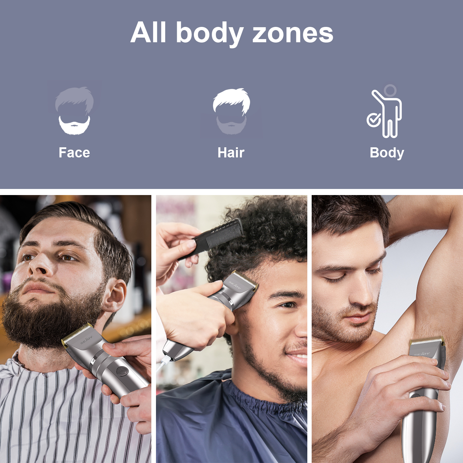 Sejoy Hair Clippers for Men,Cordless Barber Grooming Set Professional Home Haircut Beard Trimmer
