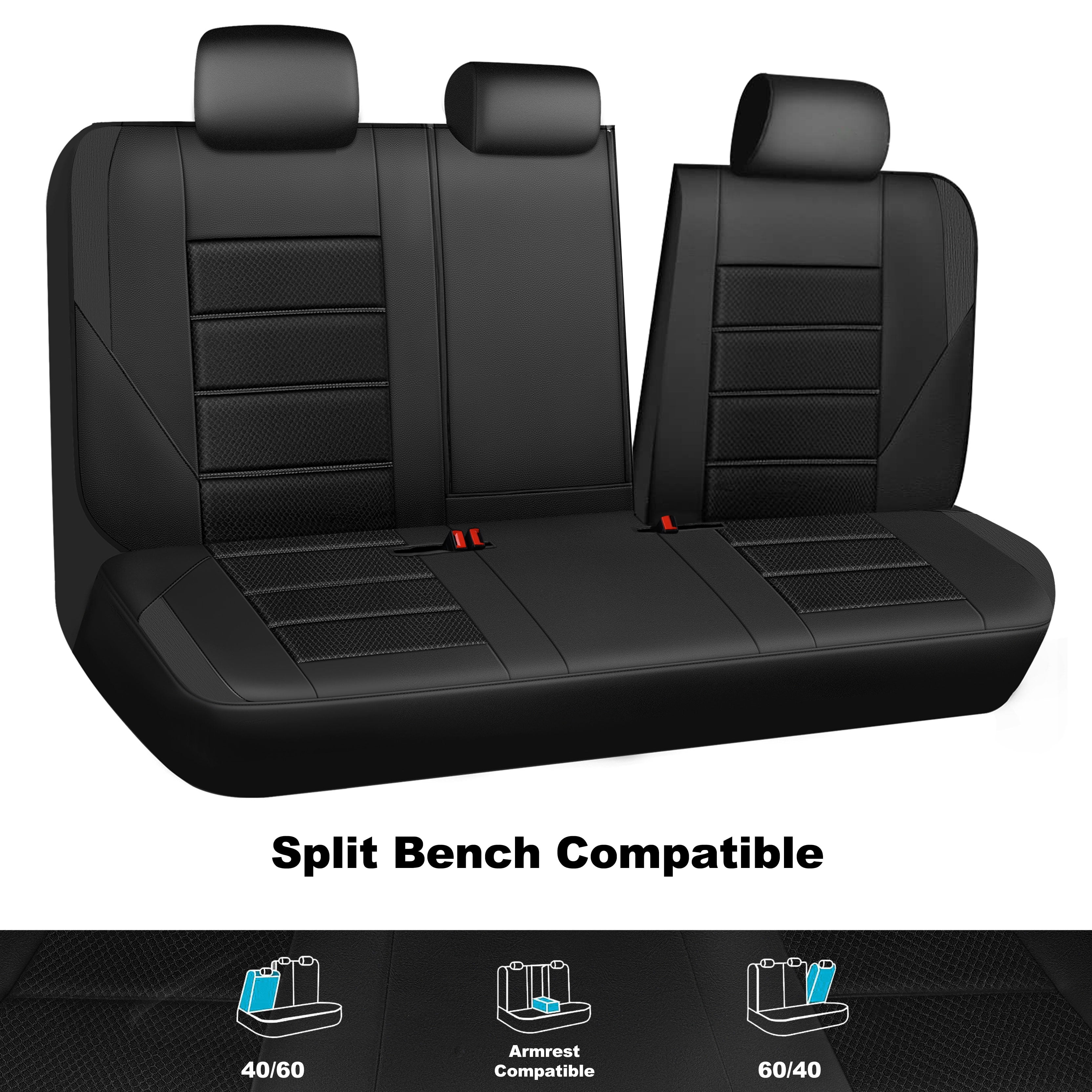 CAR GRAND Memory Foam Car Seat Rear Bench cover, breathable air mesh thick protectors for car SUV universal Fit Black