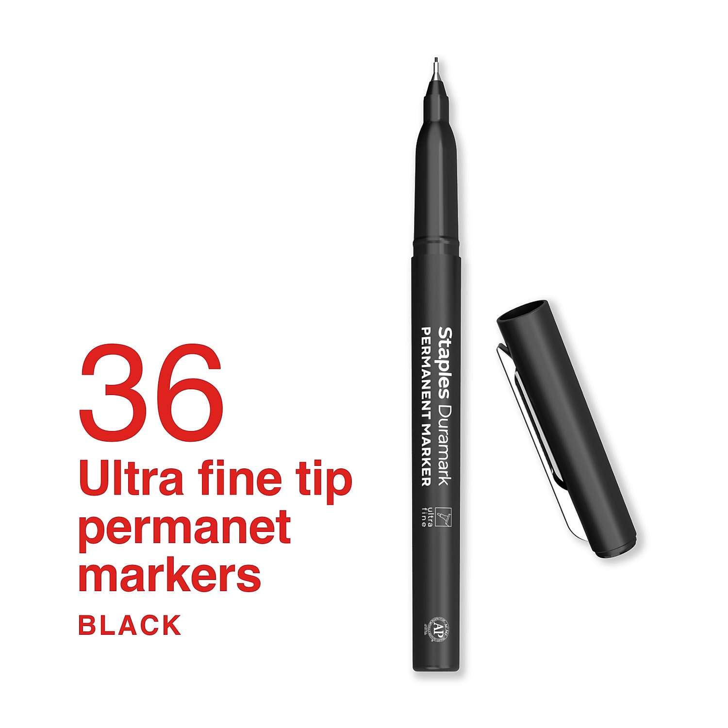 Staples Duramark Permanent Marker Ultra Fine Tip Black 36/Pack (ST62948)