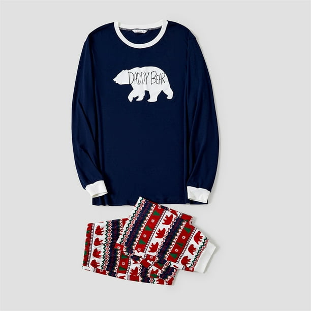 PatPat Christmas Pajamas Dark Blue Bear Print Family Matching Outfits Sets for Women Kids Baby Walmart