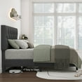 thumbnail image 6 of Honfach Twin Size Velvet Bed Frame with Upholstered Button Tufted Headboard, Platform Bed with Wooden Slats Support,Dark Gray, 6 of 9