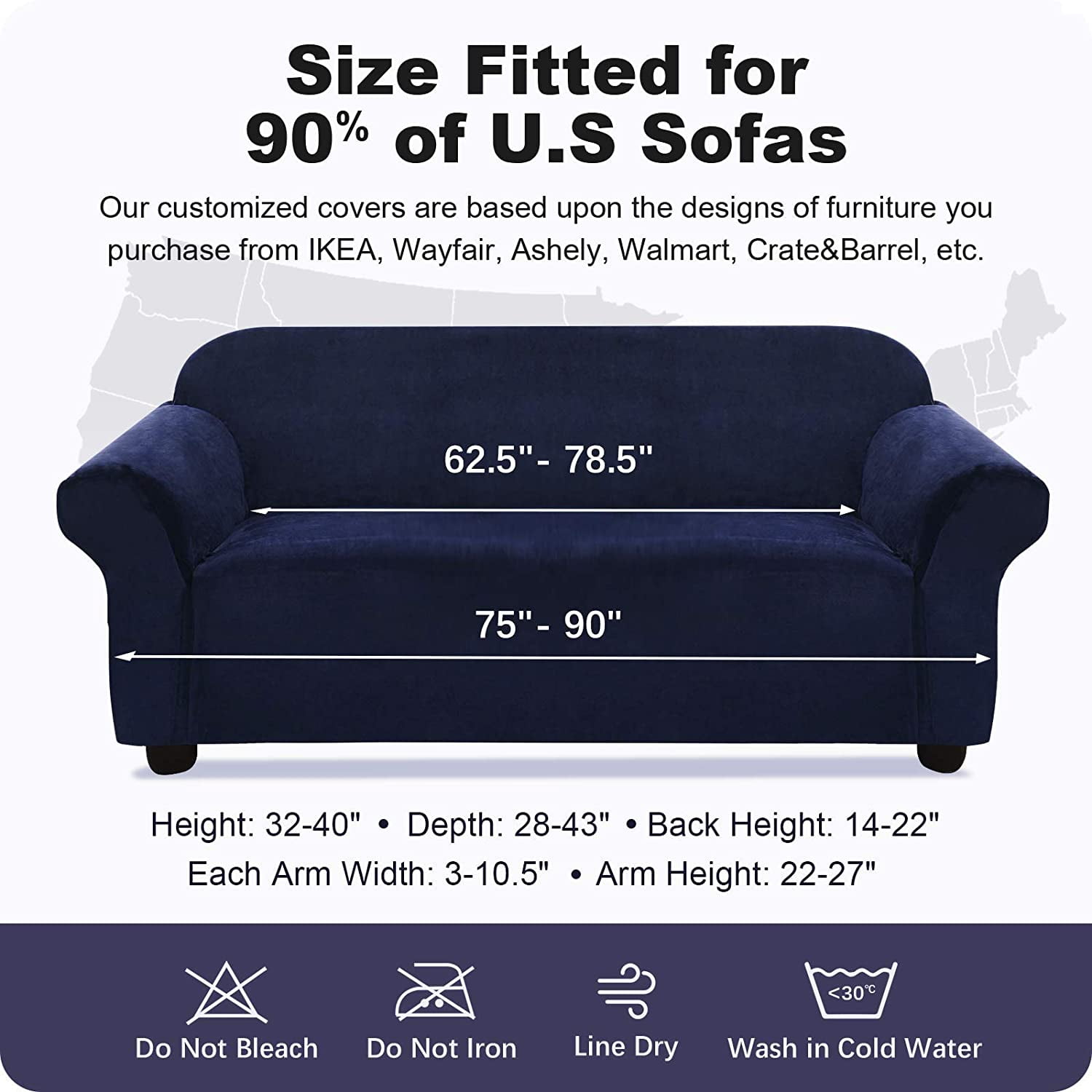 Velvet Sofa Couch Cover Stretchable For 3 Seats Ed Elastic Living Room