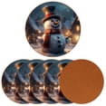 thumbnail image 2 of Christmas 6PCS Round Coasters Set, Microfiber Leather Drink Coasters, 11x11 cm/4.3x4.3 in, 2 of 6