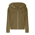 thumbnail image 4 of Enjoytime Hoodies for Women Trendy Solid Color Long Sleeve Sweatshirt Casual Loose Knit Zip Up Jacket with Pockets Khaki S, 4 of 4