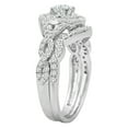 thumbnail image 2 of Dazzlingrock Collection Round White Diamond Swirl Halo Bridal Ring Set for Women (1.00 ctw, Color I-J, Color I2-I3) in 10K White Gold, Size 4.5, 2 of 5