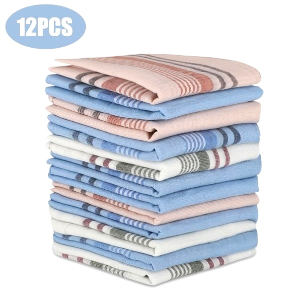 Multicolor Square Stripe Plaid Handkerchiefs Soft Cotton Classic Pattern Vintage Pocket Hanky for Womens Girls Men Random Color 5Pcs Square Stripe Handkerchiefs