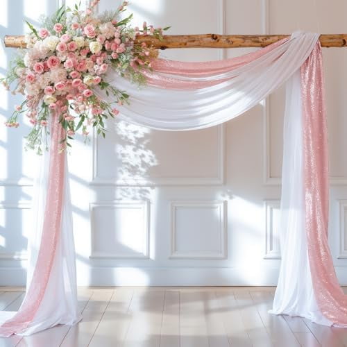 Wedding Arch Drapery Fabric 28 inches × 19 feet Sheer chiffon backdrop curtain For wedding ceremony decoration Decorative arch drapery suitable for birthday party ceiling backdrop