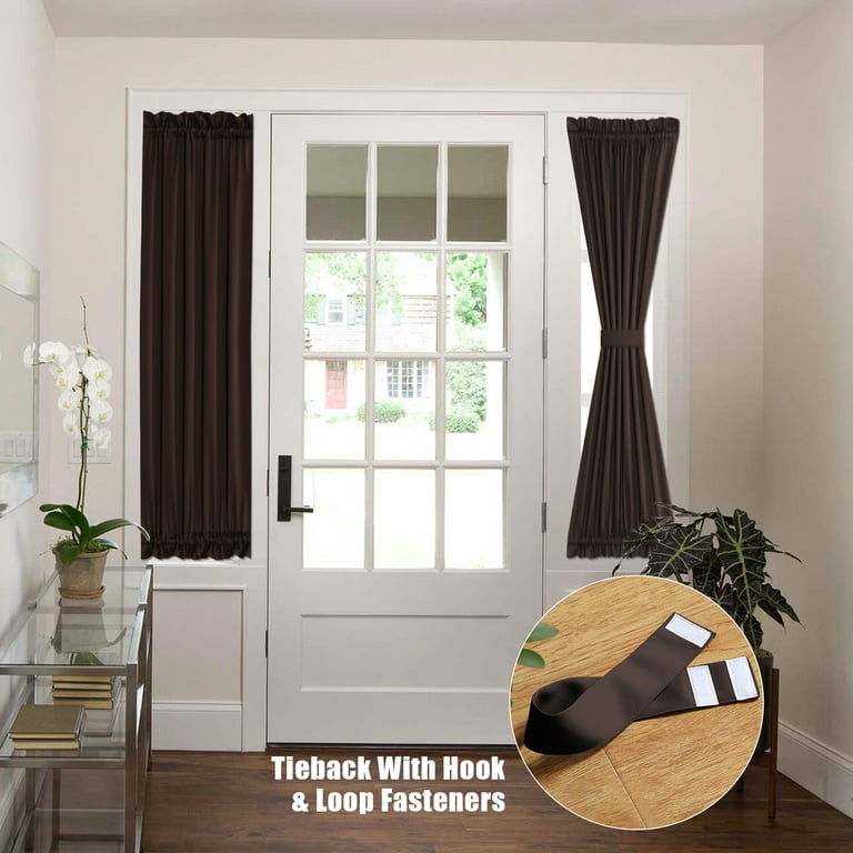 2 Panel French Door Curtains With Rod Pocket Tieback Indoor Sun Blocking Grommet Thermal Blackout Curtain For Window Kitchen Patio Doors 25 X 72 Inch Com