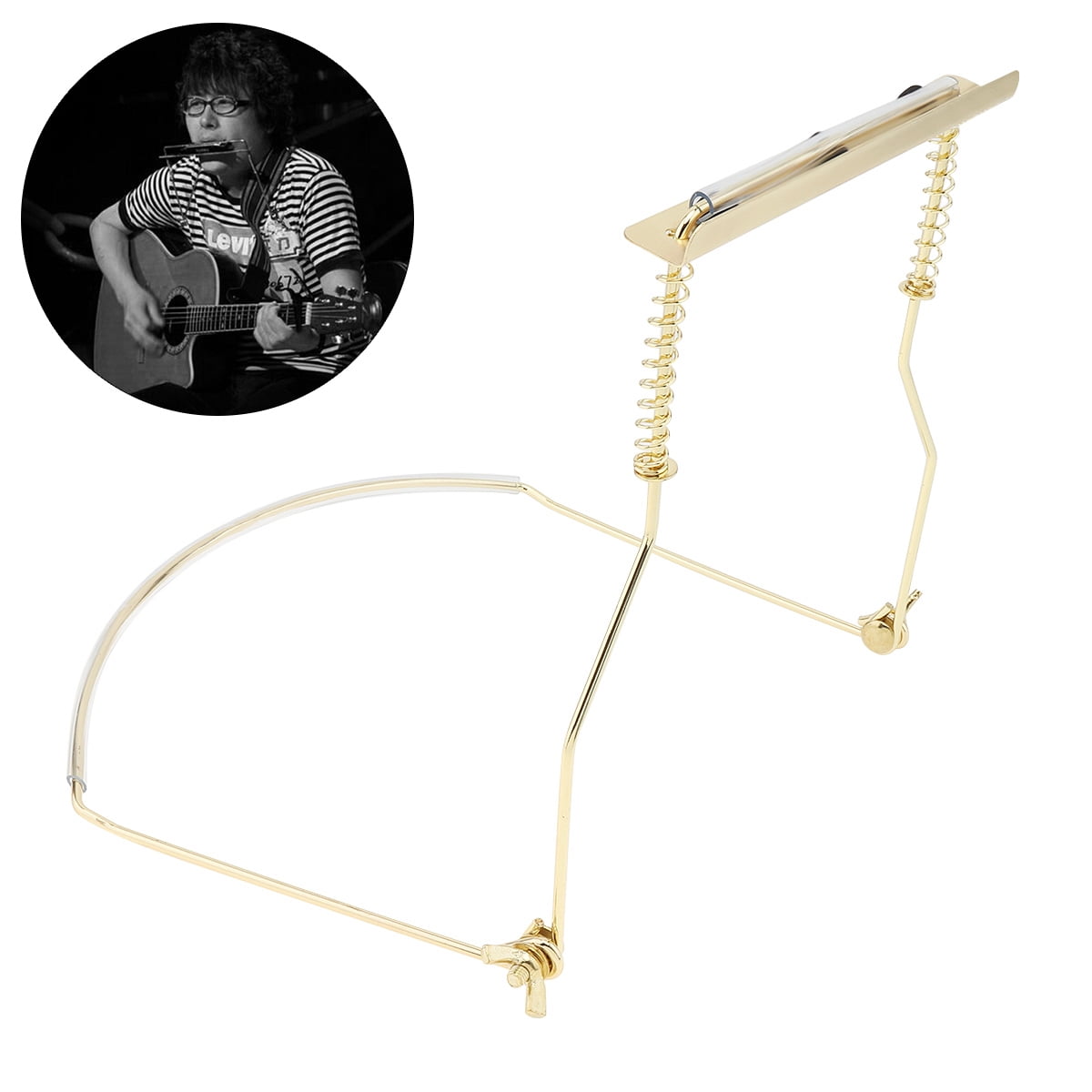 10 Holes Metal Iron Harmonica Neck Holder Adjustable Mouth Organ Stand
