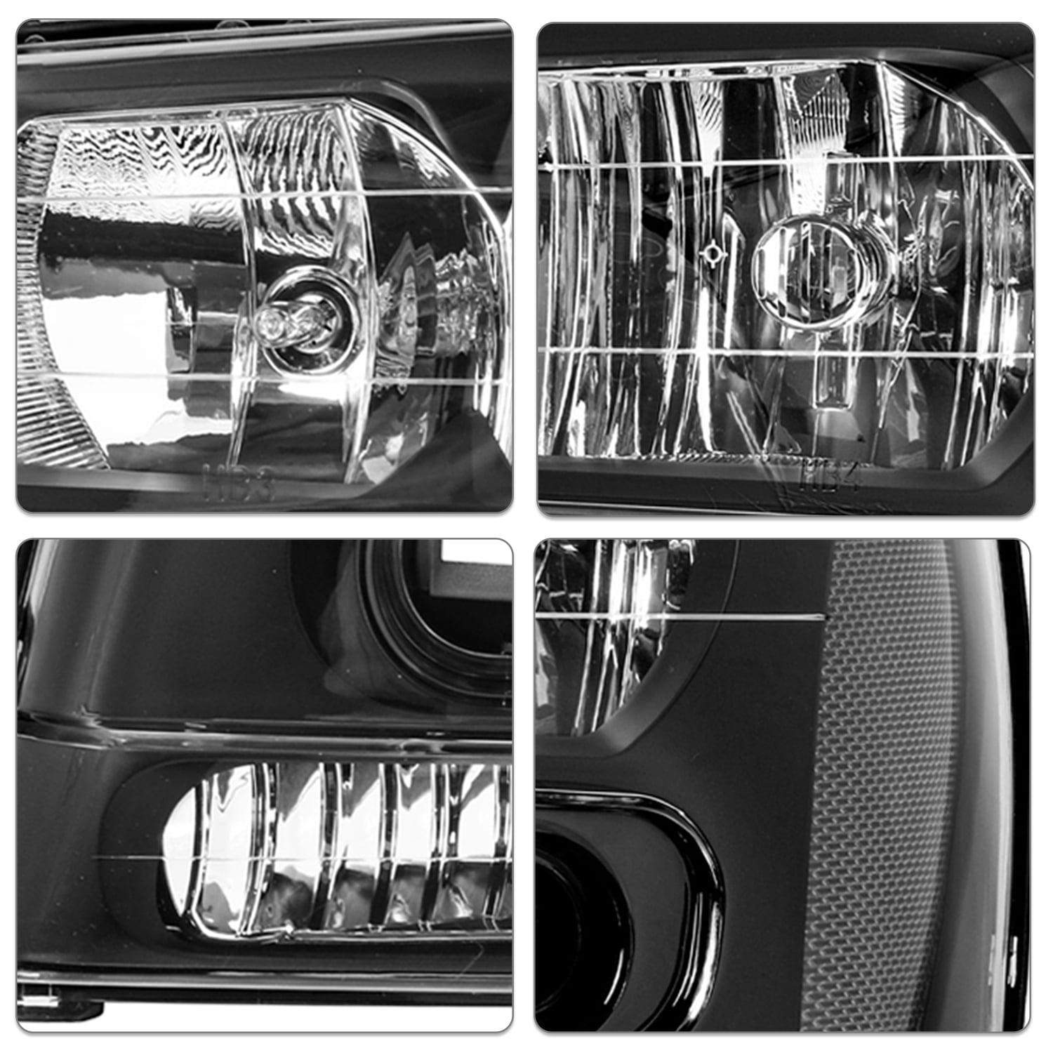 For 2002-2009 Chevy Trailblazer Black Housing Halogen Headlights Headlamps Pairs