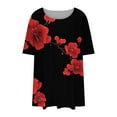 thumbnail image 6 of Njagoc3 Womens Plus Size Black & Red Floral Top, Short Sleeve, Loose Fit, Casual Summer & Spring Top, 6 of 6