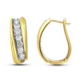 thumbnail image 3 of Jewelili 10K Yellow Gold with 1 Cttw Natural White Round Diamond Hoop Earrings, 3 of 5