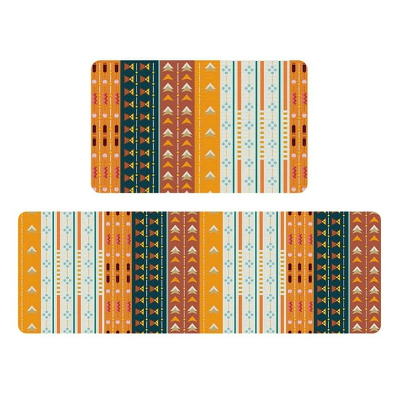 Kitchen Mat [2 PCS] Cushioned Anti-Fatigue Kitchen Rug, Waterproof Non-Slip Kitchen Mats and Rugs Heavy Duty PVC Ergonomic Comfort Foam Rug for Kitchen, Floor Home, Office, Sink, Laundry