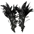 thumbnail image 3 of Ljudmp 2Pcs/Pair Womens Gothic Black Lace Feather Long Gloves for Women Evening Party Fashion Opera Costume Swan Wristband Cuff Black, 3 of 7
