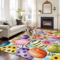 thumbnail image 2 of 5'x7' Area Rugs for Living Room Bedroom, Easter Colorful Eggs Washable Rug Carpet Runner Indoor Outdoor, Spring Floral Polka Dot Blue Striped Non Slip Floor Mats Area Rug for Kitchen, Nursery, 2 of 8