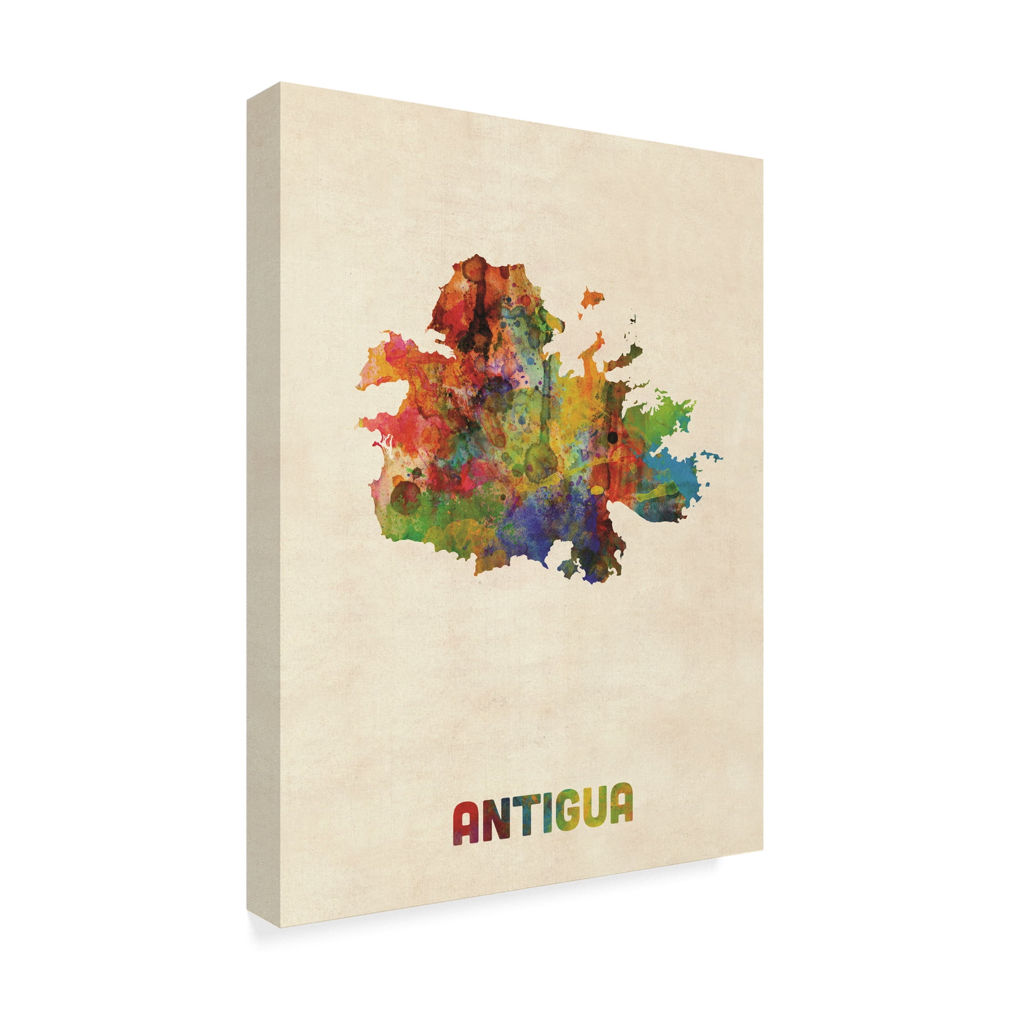 Trademark Fine Art 'Antigua Watercolor Map' Canvas Art by Michael Tompsett