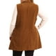 thumbnail image 3 of Chaleco sin mangas de talla grande para mujer Agnes Orinda, con botones, casual, con bolsillos, chaleco largo, color marrón, talla 2X, 3 of 6