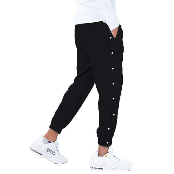 Mens Sweatpants Tear Away Basketball Pants 2 Side Zippers Snap Off Full Open Down Sweatpants Leg Post Surgery Pant With Pockets Track Jogger Athletic Bottom Running Elastic Waist Sport Pants