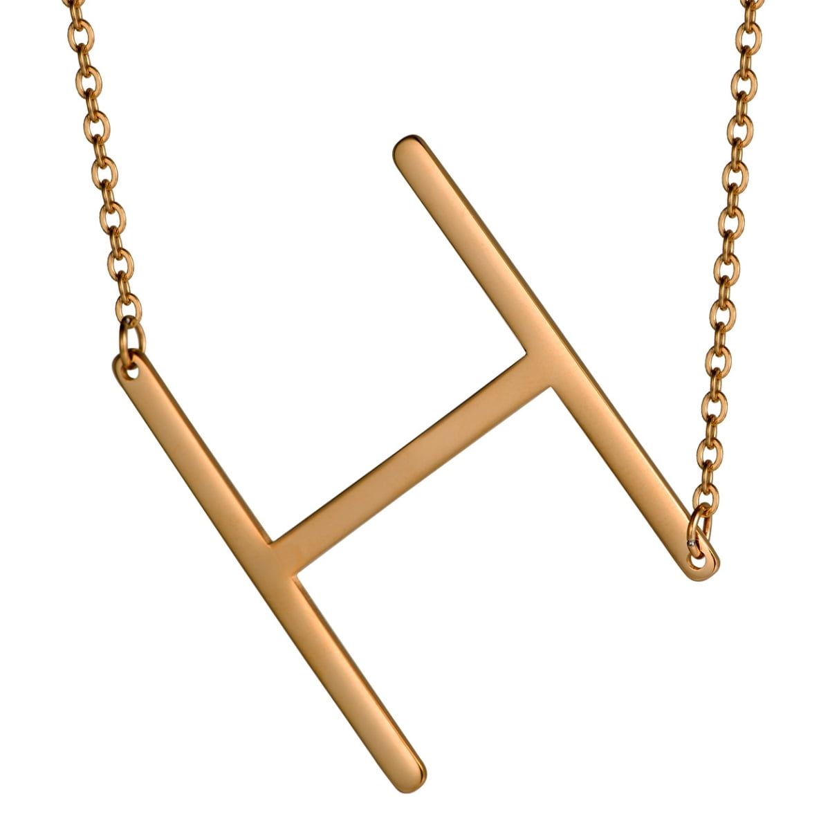 Sideways H Initials Choker Pendant Necklace for Women Girls 18K Gold Plated Stainless Steel Graduation Gifts